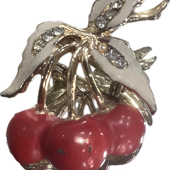 Enamel Cherries Brooch - Picture 6 of 7